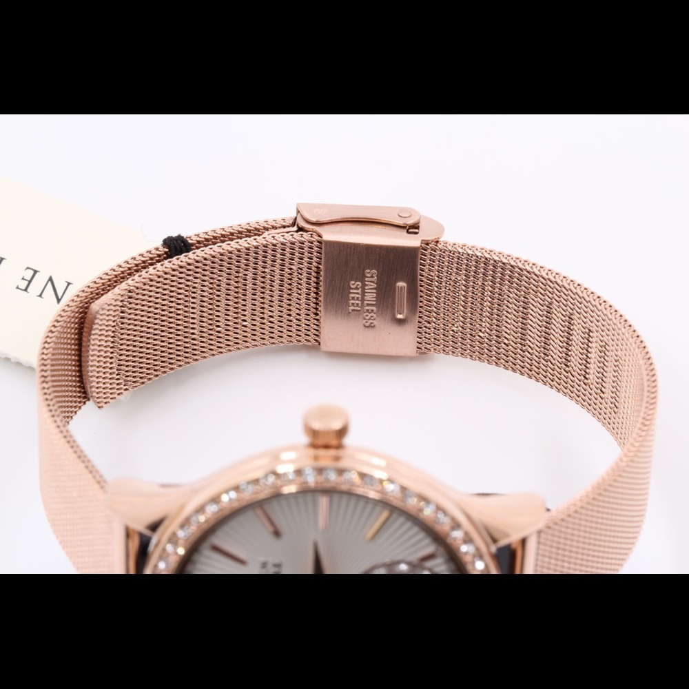 Anne Klein Womens Rose Gold Mesh Watch Crystal New - Picture 5 of 8